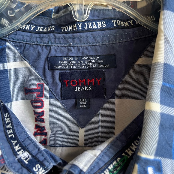 Y2K Tommy Jeans all over logo/name print button up long sleeve shirt - Picture 4 of 5